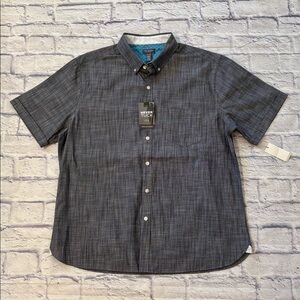 Van Heusen Never Tuck Casual Button Down Shirt Blue Slim Fit Easy Care Size XL